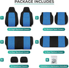 FH Group Automotive Full Car Seat Covers for SUV, Trucks, Sedan and More - Universal Fit Front High Back & Rear Solid Bench D