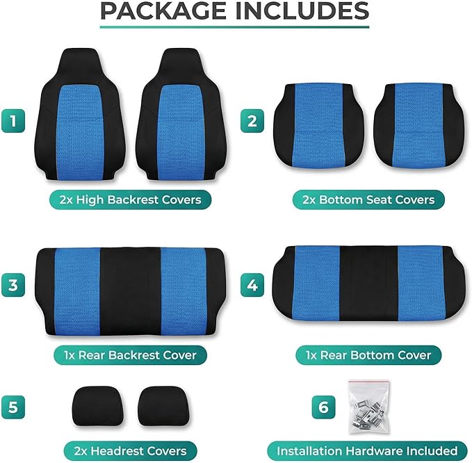 FH Group Automotive Full Car Seat Covers for SUV, Trucks, Sedan and More - Universal Fit Front High Back & Rear Solid Bench D