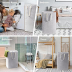 Lifewit 3 Pack Laundry Basket 80L Each, Collapsible Clothes Hamper with Reinforced Handles, Freestanding Waterproof Design fo