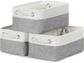 Bidtakay Small Baskets Fabric Storage Baskets for Organizing 3-Pack 12x8x5 Inch Collapsible Storage Bins for Shelves Canvas B