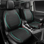 CAR PASS Universal FIT Piping Leather Car Seat Cover, for suvs,Van,Trucks,Airbag Compatible,Inside Zipper Design and Reserved Opening Holes (Full Set, Black and Mint)