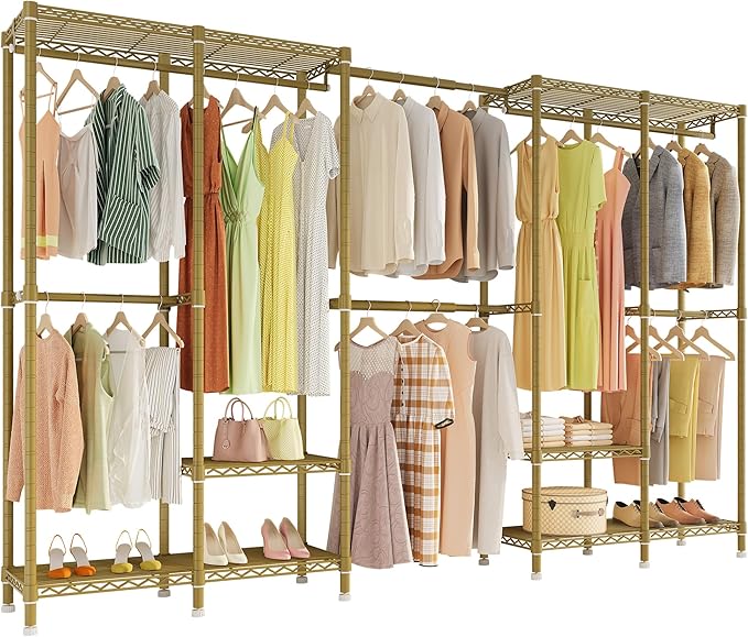 Higeego H5 Pro Heavy Duty Clothes Rack Wardrobe Closet for Hanging Clothes, Freestanding Garment Rack with Expandable Hanger 