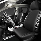 CAR PASS Leather Cow Bling Diamond Car Seat Covers Front & Rhinestone Carpet Car Floor Mats & Sparkly Steering Wheel Cover 15
