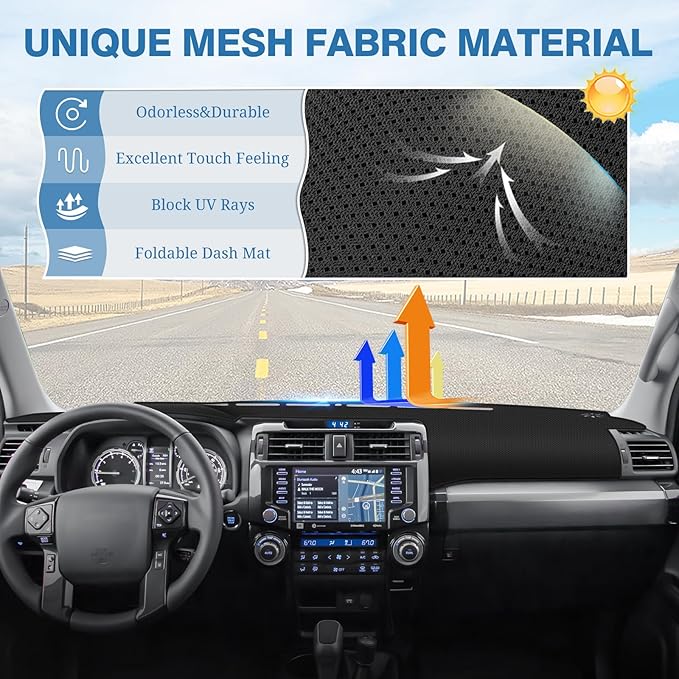 FIILINES Dash Cover for Toyota 4Runner 2010-2024, Dashboard Mat Accessories Dash Cover Sunshade Nonslip Mesh Protector No Gla