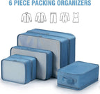 Mossio 6 Set Packing Cubes with Shoe Bag - Lightweight Travel Luggage Suitcase Organizers