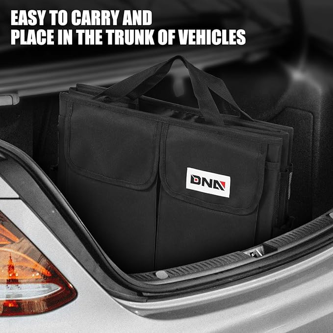 DNA Motoring Trunk Organizer for Car, 60L Large Capacity Foldable Trunk Organizer, Multi Compartment Car Trunk Organizer