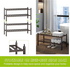 BMOSU 2-Tier Bamboo Shoe Rack Premium Stackable Shoe Shelf Storage Organizer for Hallway Closet Living Room Entryway Organize