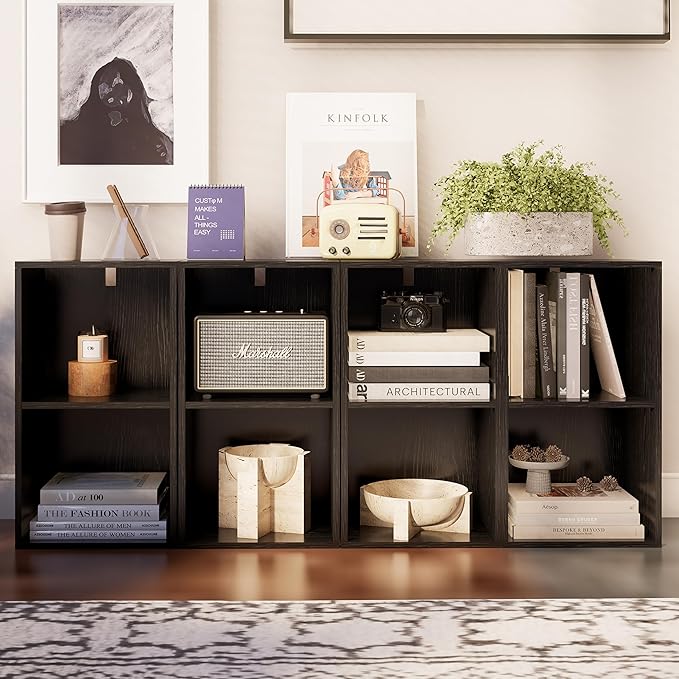 Book Shelf, 2-Tier Bookcase, Wooden Open Cube Storage Organize, 9.3 x 11.8 x 21.1 Bookshelf for Living Room, Bedroom, Home Of