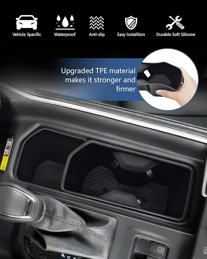 Cup Holder Inserts for Toyota Grand Highlander Accessories 2026 2025 2024, Non-Slip TPE Center Console Protector Organizer to Prevent Spills & Scratches for 2025 2026 Grand Highlander Hybrid