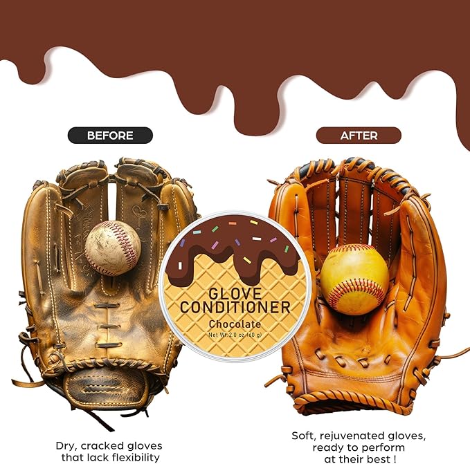 6 Pcs Baseball Glove Conditioner Bulk Strawberry, Chocolate, Vanilla Ice Cream Scented Glove Conditioning 2oz for Baseball, S