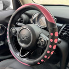PINCTROT Race Grip Steering Wheel Cover, Anti Slip Silicone Perforated Design with Soft Touch Padding, Enhanced Grip for Sporty Driving 14.5-15 Inch (Racing Pink)