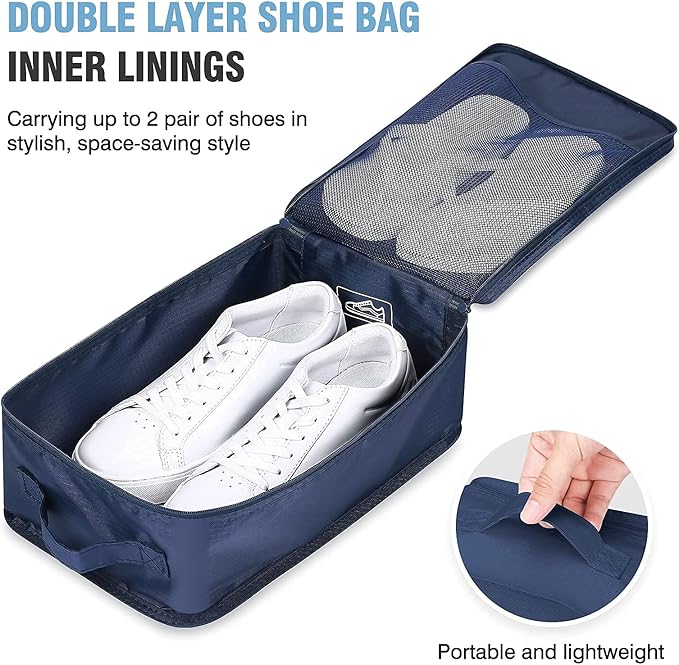 Mossio 6 Set Packing Cubes with Shoe Bag - Lightweight Travel Luggage Suitcase Organizers