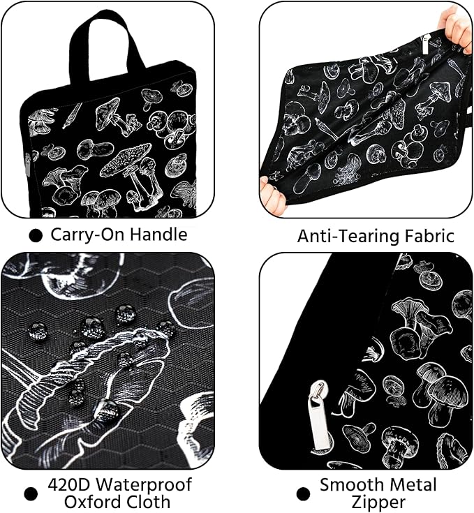 6 Pcs Compression Packing Cubes Waterproof Suitcase Travel Bag Luggage Backpack Organizer Travel Cubes for Packing-Black Mush