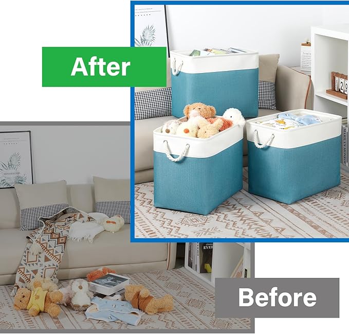 Bidtakay Extra Large Storage Baskets for Shelves 3 Pack Fabric Storage Bins for Organizing Linen Collapsible Organizer for Cl