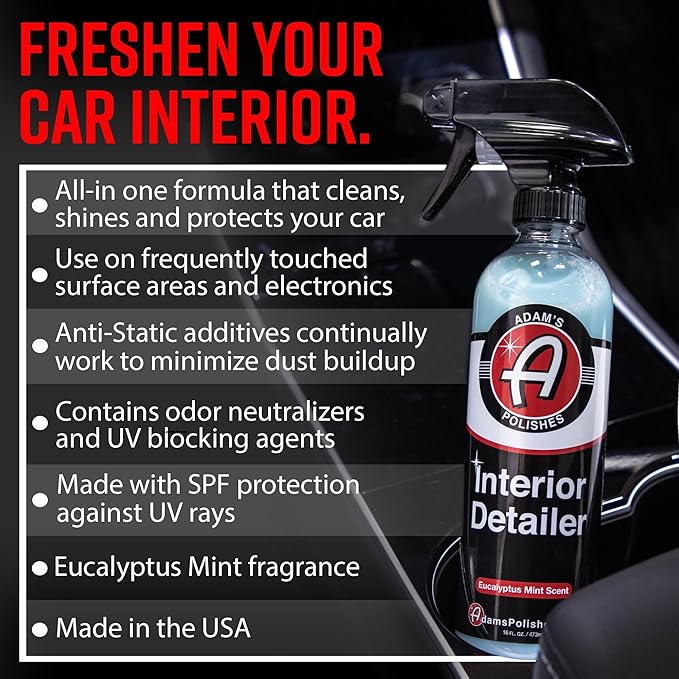 Adam's Polishes Interior Detailer 16 fl. oz - Total Car Cleaner, Protectant & Dressing | All Purpose Leather Conditioner | Vi