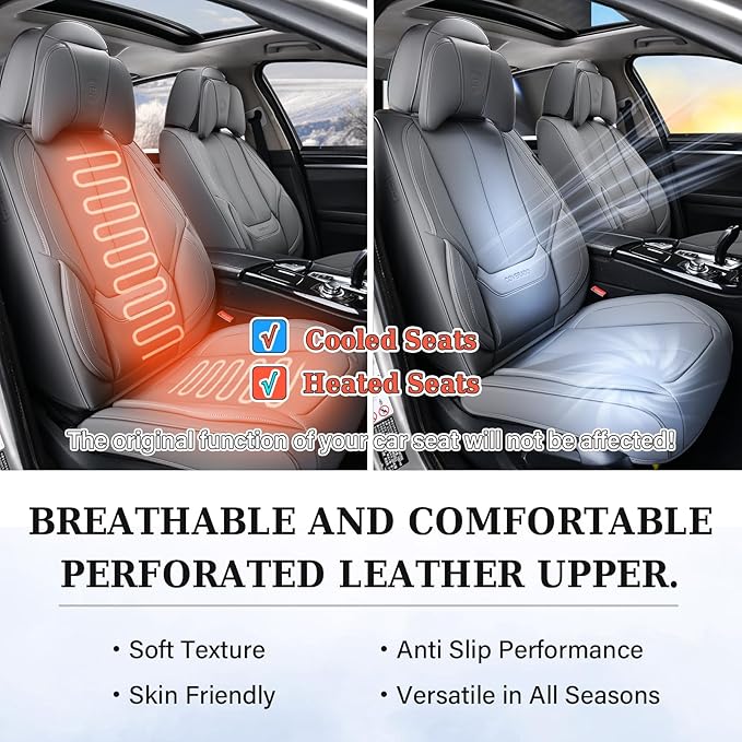 Coverado Universal Seat Covers Full Set, 5 Seats Universal Seat Covers for Cars, Waterproof Nappa Leather Car Seat Covers wit