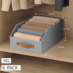 Homsorout Fabric Storage Bins for Organizing - 6 Pack Large Trapezoid Collapsible Storage Bins with Front Handle, Closet Orga