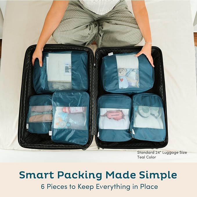 6-Pack Large Compression Packing Cubes for Travel - Lightweight Compression Packing Cube Set, Water-Resistant Luggage Organiz