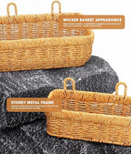 AceList Wall Hanging Basket, Boho Style Hand-Woven Hanging Storage Baskets - Set of 2, Ideal for Boho Room Decor, Kitchen, Ga