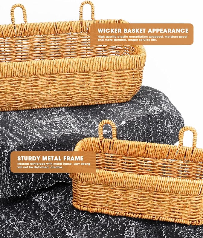 AceList Wall Hanging Basket, Boho Style Hand-Woven Hanging Storage Baskets - Set of 2, Ideal for Boho Room Decor, Kitchen, Ga