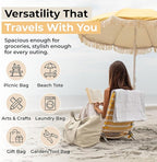 VeraMia Canvas Grocery Bag 3pc XL Set with Real Pockets, Long Shoulder Strap and Short Handle. Heavy Duty, Foldable, Washable