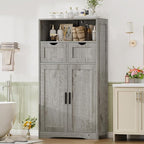 Iwell Storage Cabinet with 2 Drawers & 2 Adjustable Shelves, Kitchen Cabinet, Cupboard, for Living Room, Kitchen, Entryway, H