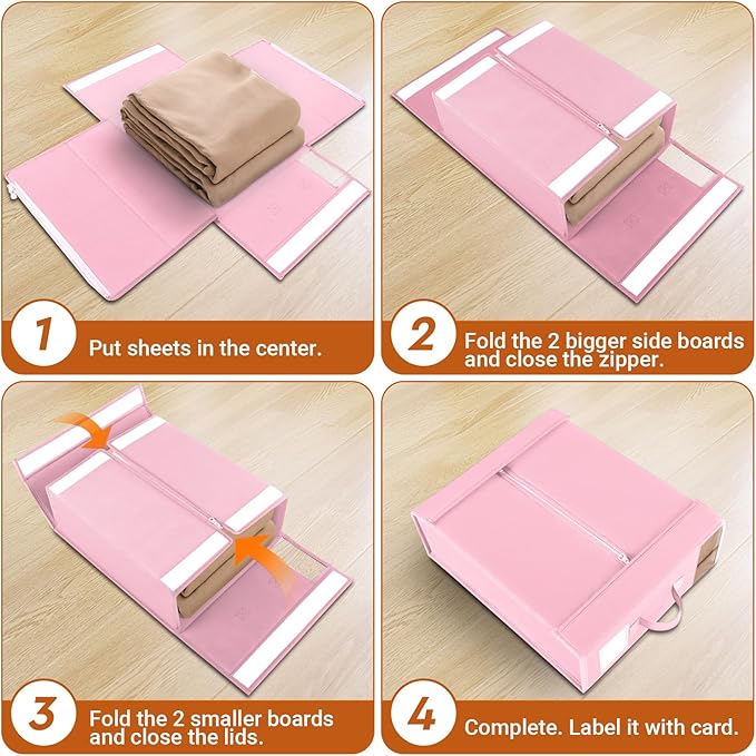 StorageTastic 6 Pack Bed Sheet Closet Organizers and Storage,Sturdy Foldable Storage Containers with Window and Label,Storage