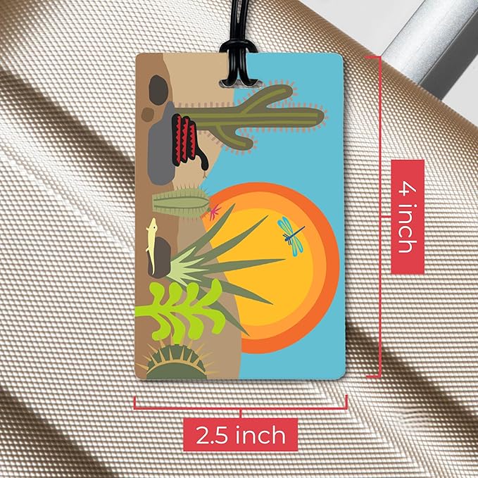 R. Nichols Landscapes Luggage Tag Set - Sturdy Waterproof Plastic Travel Labels for Baggage, Suitcases, Backpacks, and Diaper