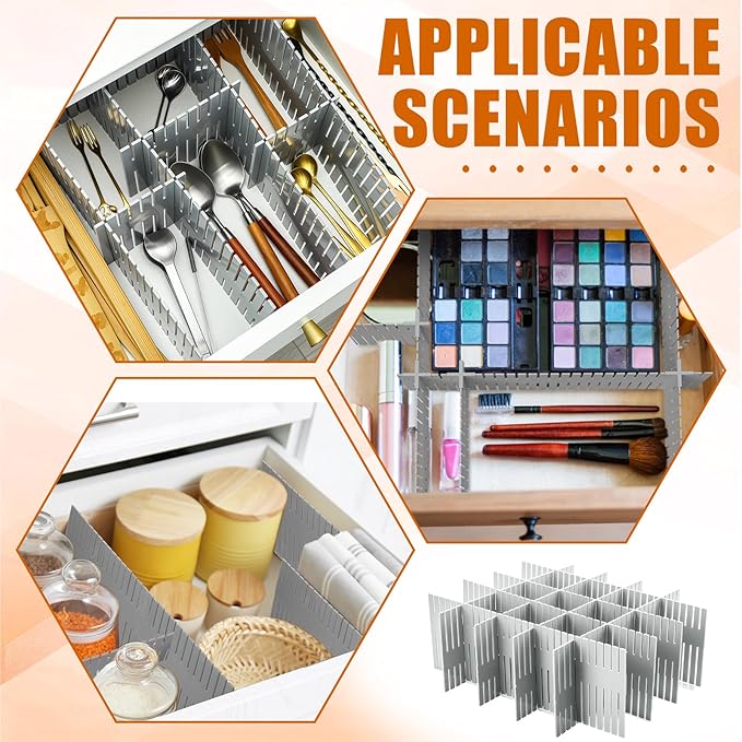 Blosssound 15 Pcs 5.12 Tall Drawer Divider Adjustable Drawer Organizer DIY Ultra Deep Storage Organizer Separator with Fixed 