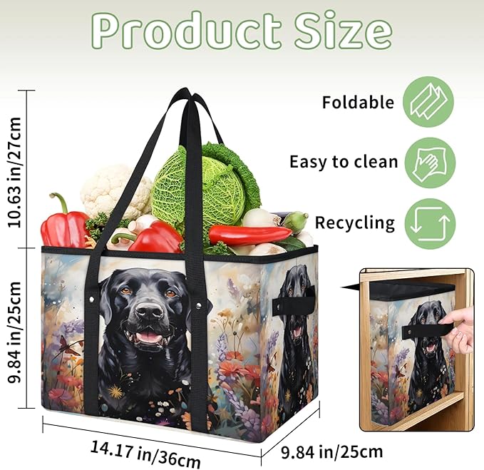 Reusable Grocery Bag Foldable Shopping Tote Bag with Handles Reusable Shopping Bags Large Kitchen Grocery Bags