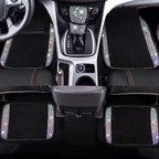 CAR PASS 23 PCS Bling Diamond Car Accessories Set for Women, Leather Car Seat Covers Full Set Sparkly Rhinestone15'' Steering Wheel Covers Shining Diamond Floor Mats Car Interior Sets, Multicolor