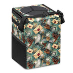 Halloween Wizard Owl Magic Car Trash Can with Lid Collapsible Reusable Waterproof Car Garage Bag,Automotive Garbage Can,Car Accessories Interior Car Organizer