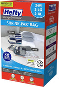 Hefty Shrink-Pak - 2 Medium, 2 Large, 2 XL Vacuum Seal Storage Bags – Space Saver Bags for Clothing, Pillows, Towels, or Blan