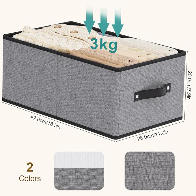Foldable Storage Bins with Handles, Fabric Storage Cubes for Organizing, Decorative Linen Closet Organizers, 18.5 × 11 × 7.9 