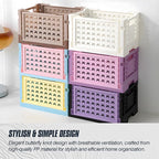Domiella 2-Pack Foldable High-Strength PP Ventilated Baskets - Collapsible Storage Bins for Kitchen, Camping, Office & Home, 