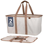 CleverMade Collapsible Laundry Tote 2-Pack (50L) – Foldable Carry-All Storage Bin for Laundry, Car Trunk, RV, Dorm & Home Org