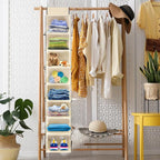 Large-Sized Hanging Shoe Organizer 8-Shelf, Hanging Closet Organizer with 8 Side Pockets, Wider Hanging Shelves for Storage S