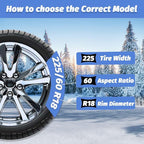 Auto Fixing Snow Chains, 2 x 12 mm, 30s Quick Installation of Tire Chains with Automatic Tensioner, Universal Emergency Tire 