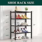 Smiry Shoe Rack, 4 Tier Small Bamboo Shoe Organizer, Stackable Free Standing Wooden Shoe Storage Shelf for Closet, Entryway, 