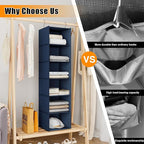 Hanging Closet Organizer and Storage 6-Shelf, Easy Mount Foldable Hanging Closet Wardrobe Shelves, Clothes Handbag Shoes Acce
