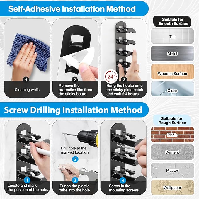 4 Pack Hat Organizer Hat Hook for Wall,Hold up to 40 Hats,Hat Holder with Strong Adhesive and Screws,Cap Holder Hat Hangers f