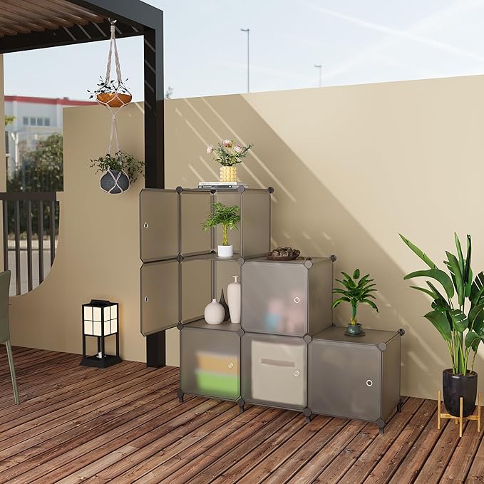 6-Cube Storage Unit with Doors, Cube Organizer for Bedroom, Wardrobe & Under Stairs, 30x30x30cm Compartments, Space-Saving Cl