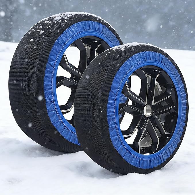 Tire Socks For Snow,Tire Snow Socks,Snow Chain,Car Snow Chains For Tires,Two-Pack,Easy To Install,Strong Grip,Reusable,For Em