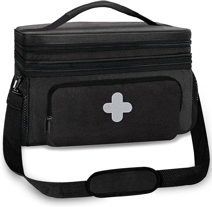 GDNasist Medicine Storage Bag, Medical Bag Pill Bottle Organizer for Emergency, Medicine Box Empty with Small Portable Pouch,