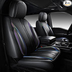 CAR PASS Nappa Leather Seat Covers Front Seats Only, Waterproof Faux Leather car Seat Cover 2 Piece Cushions Protector Univer