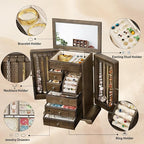 Jewelry Box for Women, Rustic Wooden Jewelry Boxes & Organizers with Mirror & Drawers,6 Layer Jewelry Organizer Box for Rings