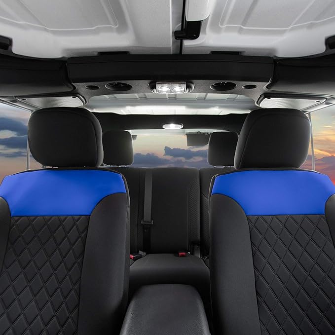 FH Group Car Seat Cover Cushion - 2 Pack Seat Covers for Cars Trucks SUV, Blue Black Neosupreme Car Seat Cushions, Car Seat C