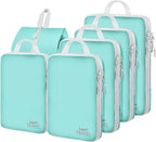 6 Set Compression Packing Cubes, Suitcase Organizer, Lightweight Travel Essentials, Compression Bags For Travel Accessories L
