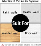 4Pcs Peg Board Panels, White ABS Pegboard Wall Mount, Easy Installation for Craft Room, Garage, Kitchen, Workshop