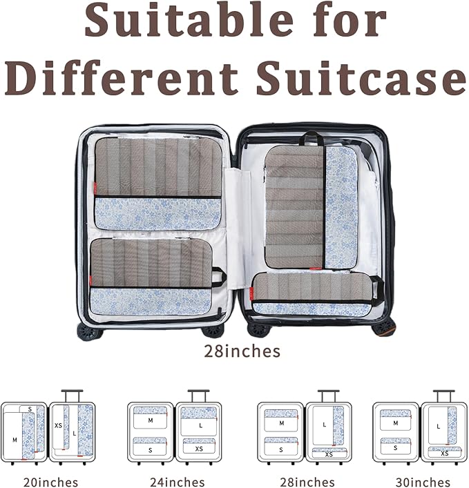 U+U 4 Set Compression Packing Cubes - Ultralight Travel Organizers, Space-Saving Suitcase Organizer, Expandable Packing Cubes